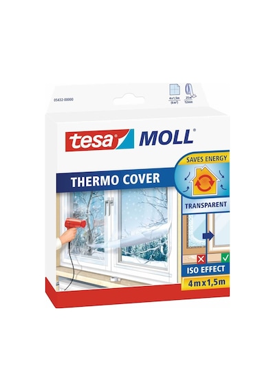 Tesamoll Pencere İzolasyon Yalıtım Filmi Termo Kılıf, Şeffaf, 4m X 1.5m