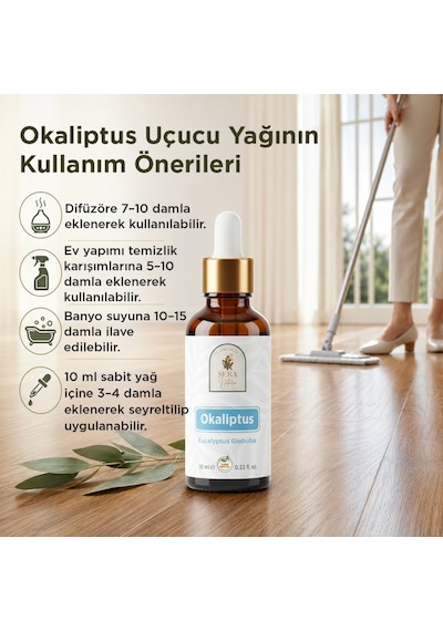 %100 Saf Okaliptus Uçucu Yağı 10 Ml - Doğal Nefes Ve Terapi Etkili Eucalyptus Globulus 10 ML