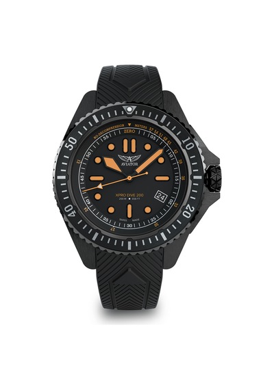 Xpro Dive 200 Erkek Kol Saati 42.8 Mm Safir Cam 20 Atm Siyah Silikon Kayışlı Dalış Saati Siyah - 872506196 Siyah