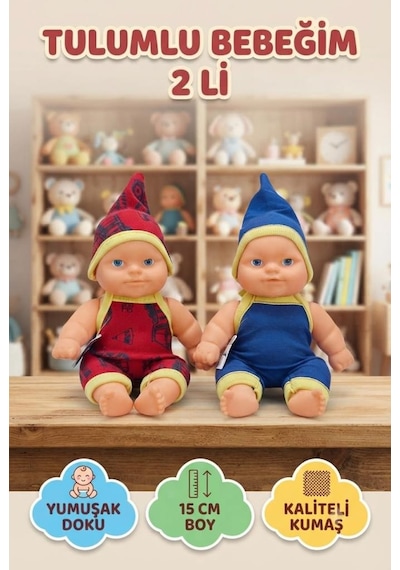 Et Bebek 15 Cm : Desenli Tulum Ve Uyumlu Şapka İle 2li Eğlenceli Eğitici Oyun Set
