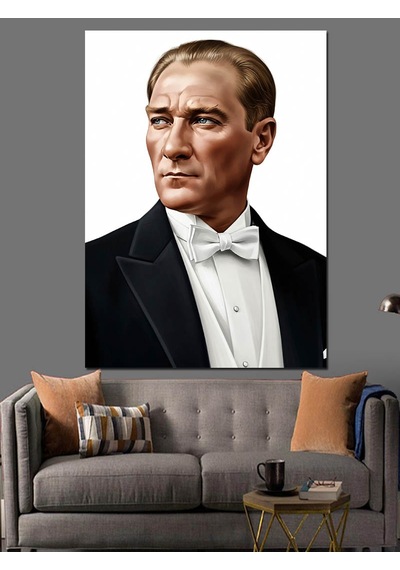 Smokinli Atatürk Portre Fotoğrafı Dekoratif Kanvas - Mdf Ahşap Tablo