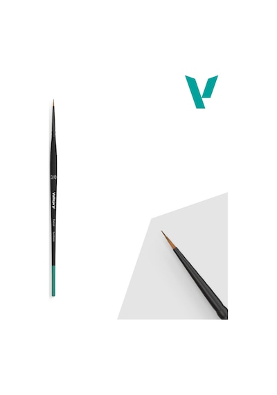 Vallejo B02030 No 3/0 Yuvarlak Uclu, Sentetik Kıllı, Yassı Saplı, Detay Boya Fırçası