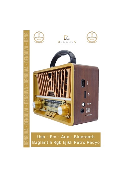 Radyo Nostaljik Bluetooth Radyo Ahşap Usb Aux Girişli Şarjlı Retro Mp3 Player Müzik Kutusu