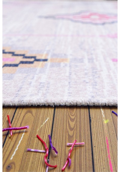 Modern Etnik Kilim Pastel Renkli Geometrik Desen Kaymaz Dokuma Taban Çok Renkli Çok Renkli