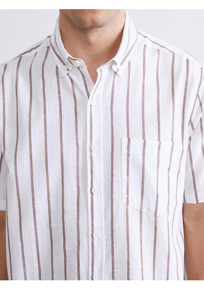 Lcwaıkıkı Classic Kahverengi Regular Fit Çizgili Erkek Gömlek