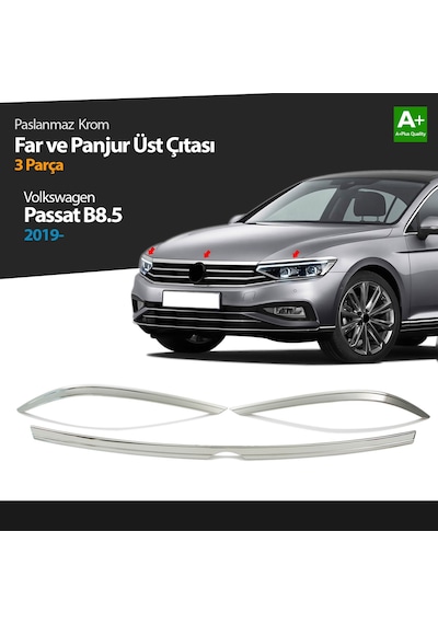 Vw Passat B8.5 Krom Far Üzeri Çıta Seti 3 Parça 2019-2023