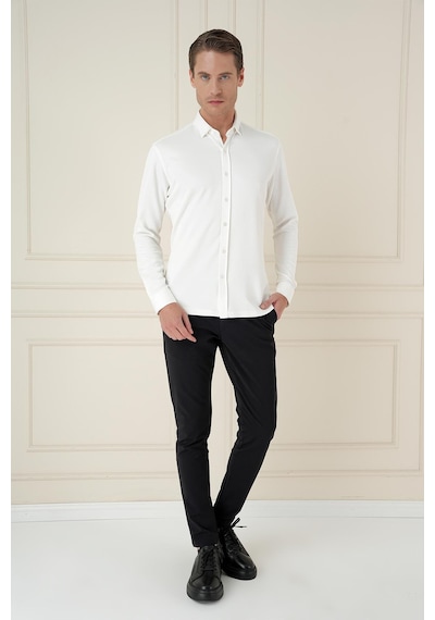 Efor G 1583 Slim Fit Ekru Klasik Gömlek Ekru