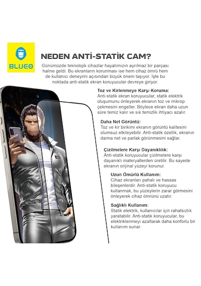 Blueo Anti Static Hd Samsung Z Fold 5/4/w23 Uyumlu Toz Çizilme Parmak İzi Önleyici Full Cam Ekran Koruyucu
