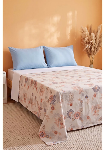 Canlı Çiçek Desenli Çift Kişilik Baskılı Pike & Yatak Örtüsü 200x230 Cm Çok Renkli