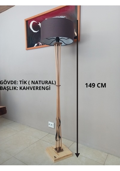 Lambader Ahşap Ayaklı Köşe Lambası Kahverengi