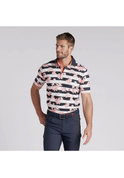 Puma Garden Pique Polo Çiçek Baskılı Erkek Golf Tshirt Deep Navy-melon Punch 01