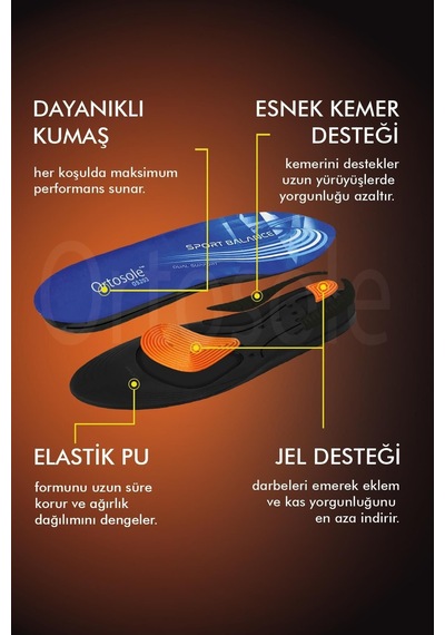 Ortosole OS203 Ark ve Jel Destekli Spor Tabanlığı Ortopedik Tabanlık