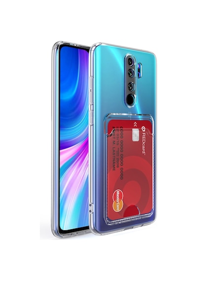 Kvy Xiaomi Redmi Note 8 Pro Kamera Korumalı Kartlıklı Setra Şeffaf Silikon Kılıf