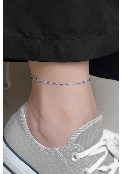 Lavinya 18 Ayar Beyaz Altın Kaplama 25 Cm Gümüş Hal Hal Pembe