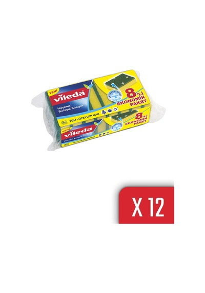 Vileda Düz Hijyenik Bulaşık Süngeri Yeşil 12 x 8 Adet
