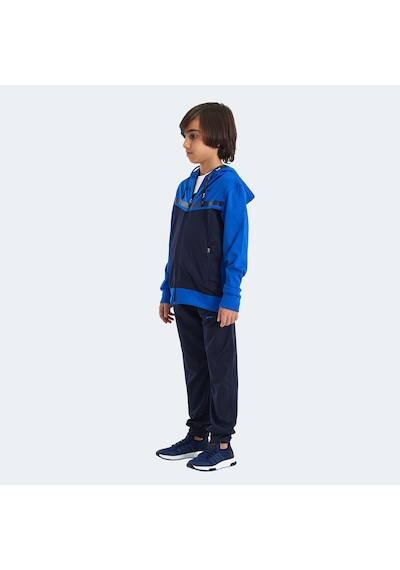 Slazenger NOON Çocuk Fermuarlı Kapüşonlu Cepli Lacivert / Saks Mavi Eşofman Takımı