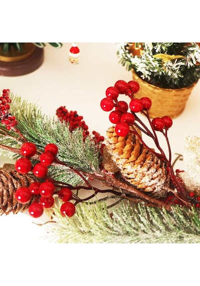 Yenigeldi 10 Adet 18 Cm Kokina Red Berry Yılbaşı Süsü Yılbaşı Uğuru T-105, Kırmızı Diğer