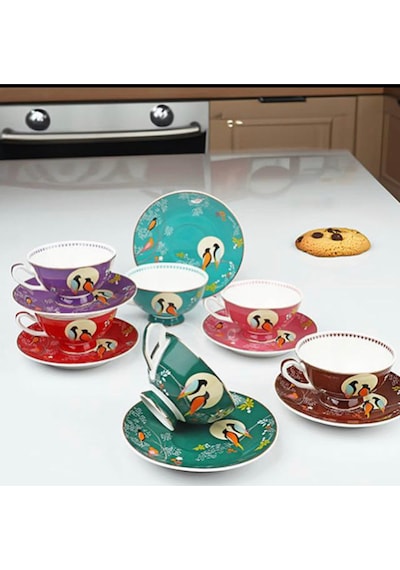 Muba Consept Bird Studio Renli Fincan Takımı Çok Renkli