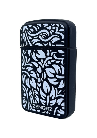 Zengaz Cool Tasarım Jet Alev Çakmak - Baroque Leaf Siyah