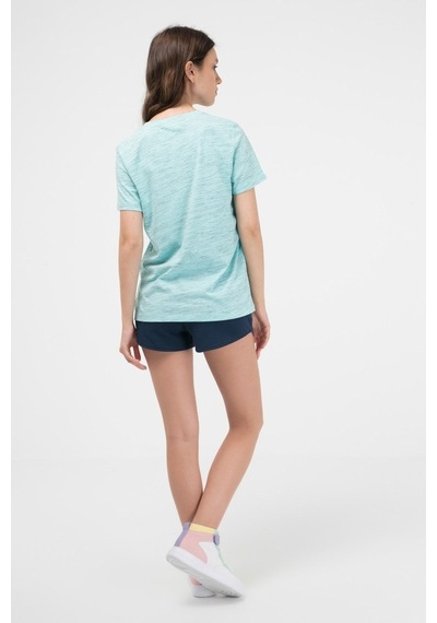 Brz Collection Mavi Renk Siyah Kırçıllı Kadın Kısa Kollu T-Shirt Mavi