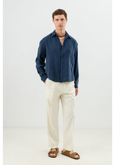 Antioch Modal Karışımlı Crop Fit Erkek Gömlek Lacivert