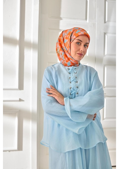 Silk Home Velora Eşarp 161001-21 Mavi, Turuncu, Yeşil