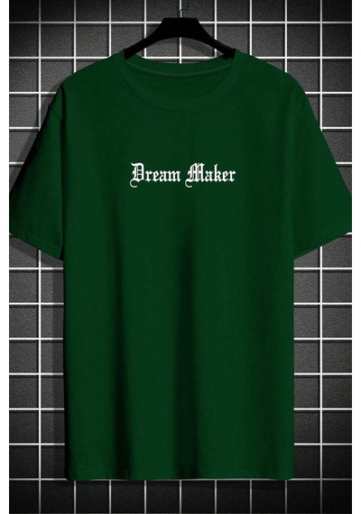 Unisex Dream Maker Baskılı Tasarım Tshirt Yeşil