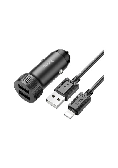Hoco Z49 Çift Usb Girişli Araç Şarj Başlık + Usb To Apple     Uyumlu iPhone Lightning Kablo- 5775
