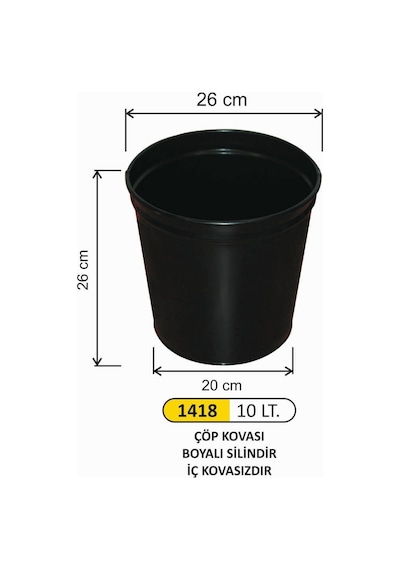 Ofis Tipi Çöp Kovası 10 Litre Siyah