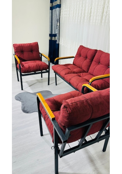 Madame Home Kalanşo Balkon, Bahçe,teras,cafe - Salon - Metal Kanepe Koltuk Takımı Çay Seti 2+1+1 Bordo Madame Home Kalanşo Balkon, Bahçe,teras,cafe - Salon - Metal Kanepe Koltuk Takımı Çay Seti 2+1+1 Bordo