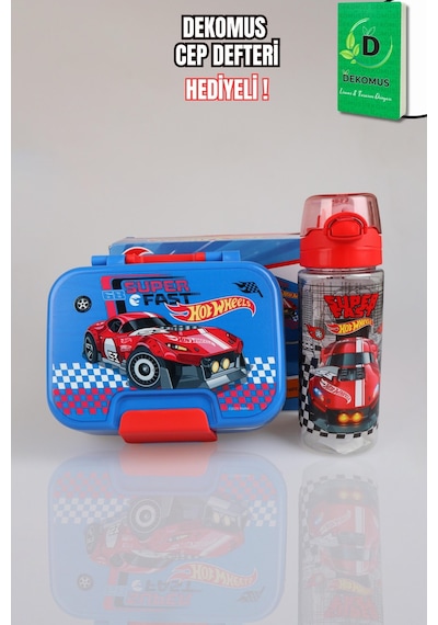 X Dekomus Lisanslı Hotwheels Super Fast Collection 2 Katlı Paslanmaz Çelik Yemek Kabı Ve 500 Ml Matara Seti Altın