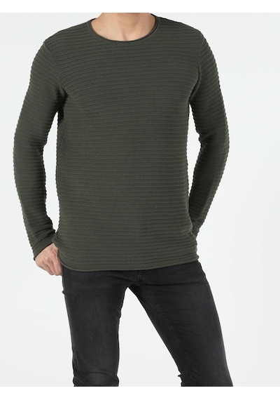 Colin's Colins Slim Fit Bisiklet Yaka Erkek Haki Kazak