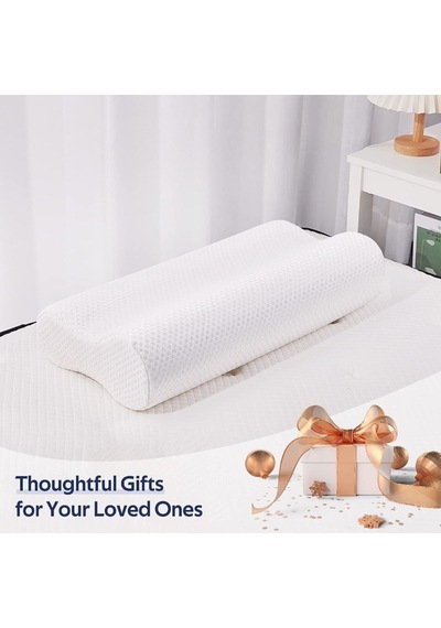 Ortopedik Yastık Visko 60x40cm Boyun Fıtığı Boyun Düzleşmesi Boyun Agrısı Desteklı Visko Ortopedik Beyaz