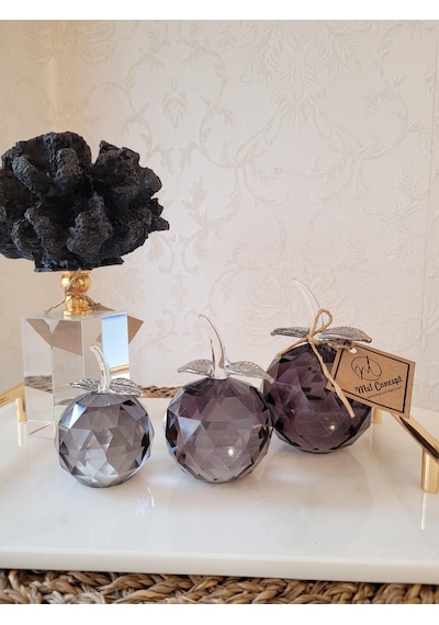3 Lü Kristal siyah elma set