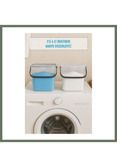 Bezos 2 Li Multibox Deterjanlık Kutusu & Banyo Düzenleyici & Saklama Kutusu 6 Lt Şeffaf Bezos1