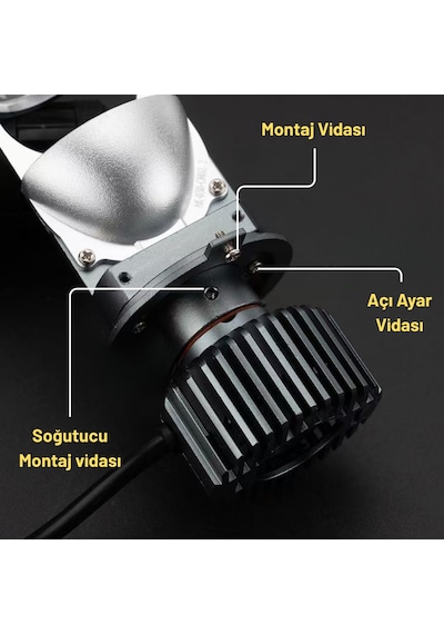 H4 Far Ampül Lazer Mercekli T9-pro Luxury Ayarlı Mini Bi-led Far Ampülü