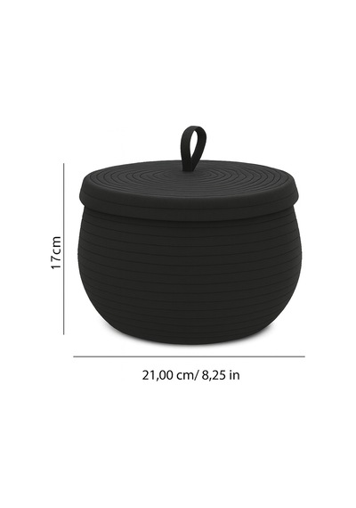 Mavaux Mutfak, Banyo Ve Ev İçin Halat Hasır Sepet 17x21 Cm Kapaklı Saklama Sepeti Honeypot Antrasit