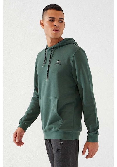Tommy Life Yeşil Kanguru Cep Standart Kalıp Kapüşonlu Erkek Sweatshirt - 87872 Yeşil