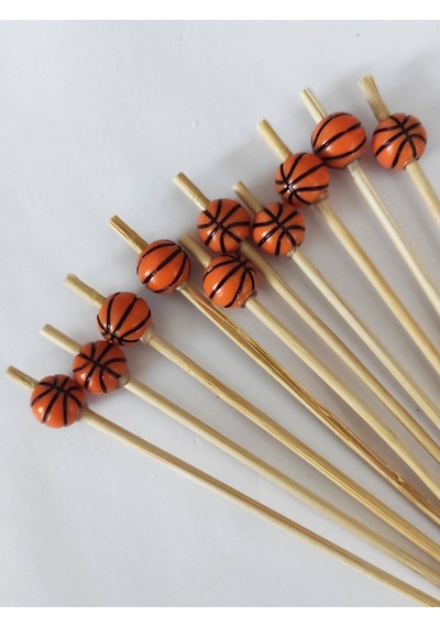 15 Cm Uzun Kürdan - 20 Adet Dekoratif Basket Topu Boncuklu Kokteyl Karıştırıcı
