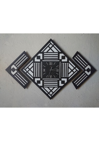 Duvar Saati Ahşap 100 X 70 Cm Siyah