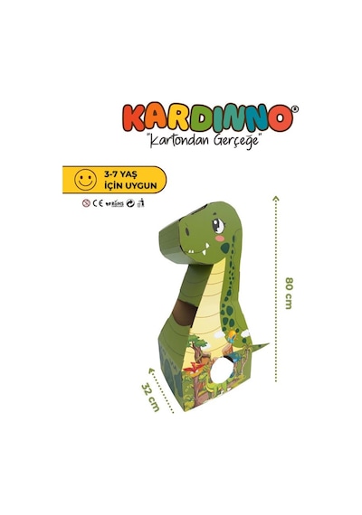 Kardinno Longo Dino Eğitici Oyuncak Karton Giyilebilir Çocuk Kostümü Etkinlik Parti Kostümü Yeşil