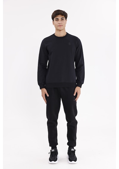 Rowinger Minimal Logolu Bisiklet Yaka Ribana Manşetli Rahat Kalıp Mevsimlik Sweatshirt Black