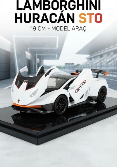 1/24 Ölçek Diecast Metal Lamborghini Huracan Sto Tasarımlı Spor Araba Kapıları Açılan Model Araba