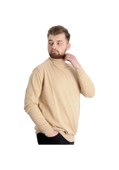 Mode Xl Büyük Beden Erkek Kazak Balıkçı Yaka 22205 Bej 001