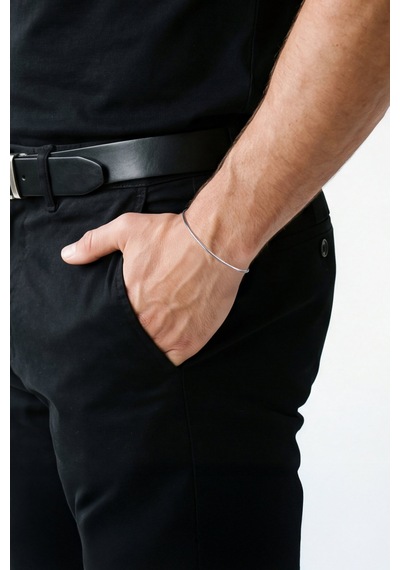 Klasik Stil Oksit Kaplama 21 Cm Gümüş Erkek Zincir Bileklik Oksitli