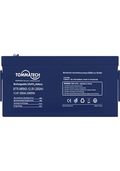 Tommatech Marine 12.8v 200ah Lifepo4 Abs+pc Kasa Lityum Batarya
