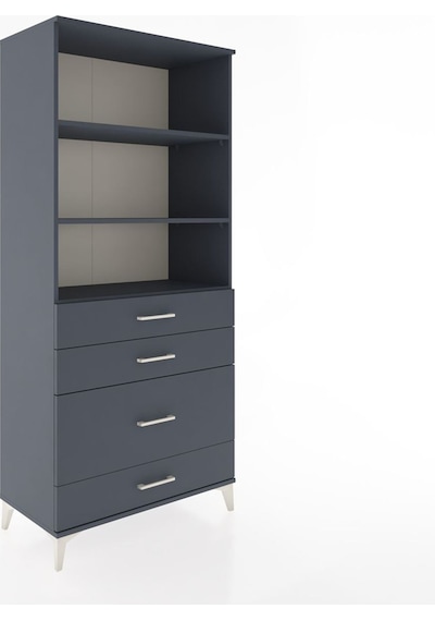 Hyperion Dolap 3 Raflı 4 Çekmeceli 88x44x195 Antrasit-antrasit Antrasit