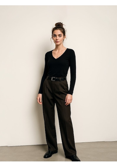 Ltb Uzun Kollu V Yaka Basic Siyah Sweatshırt Siyah L
