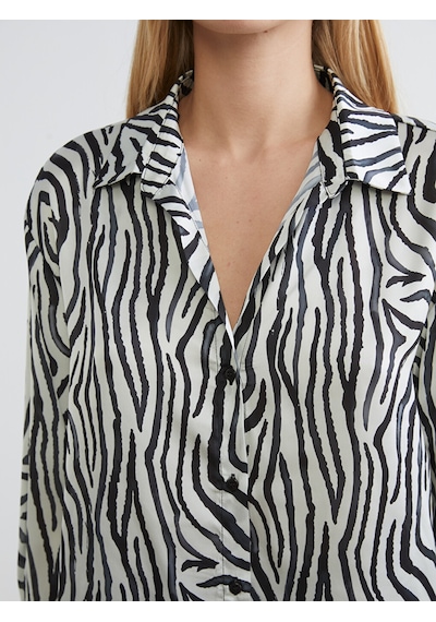Lcw Vision Siyah Zebra Desenli Kadın Gömlek