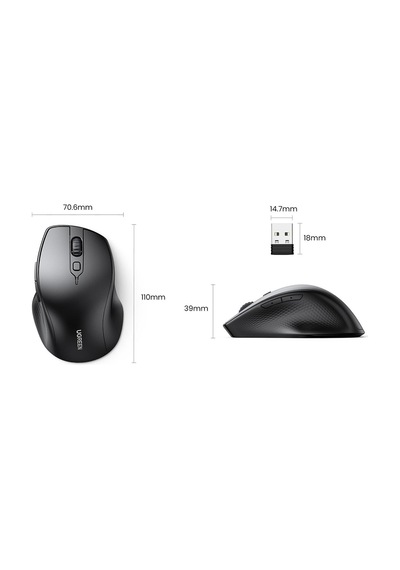 Ugreen 90395 Kablosuz Bluetooth Ergonomik Sessiz Çift Modlu Optik Mouse